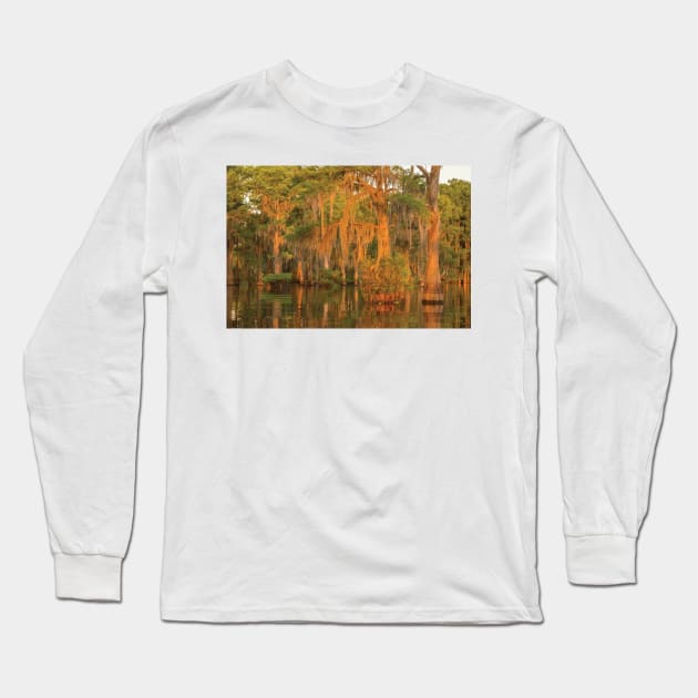 Atchafalaya National Wildlife Refuge Sunrise On Swamp Long Sleeve T-Shirt by HammiltenJohn